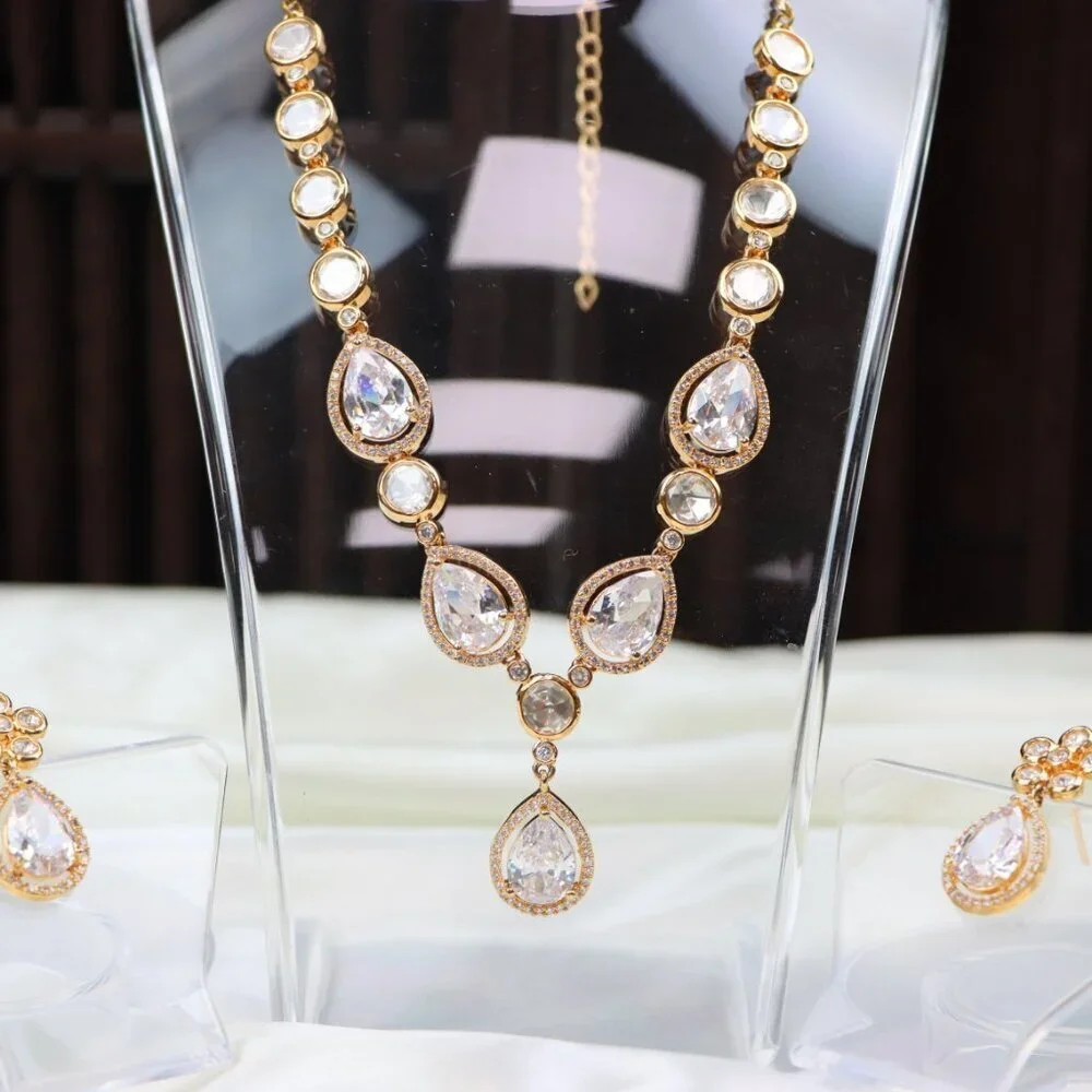 Elegant Teardrop Necklace & Earrings Set , JP29